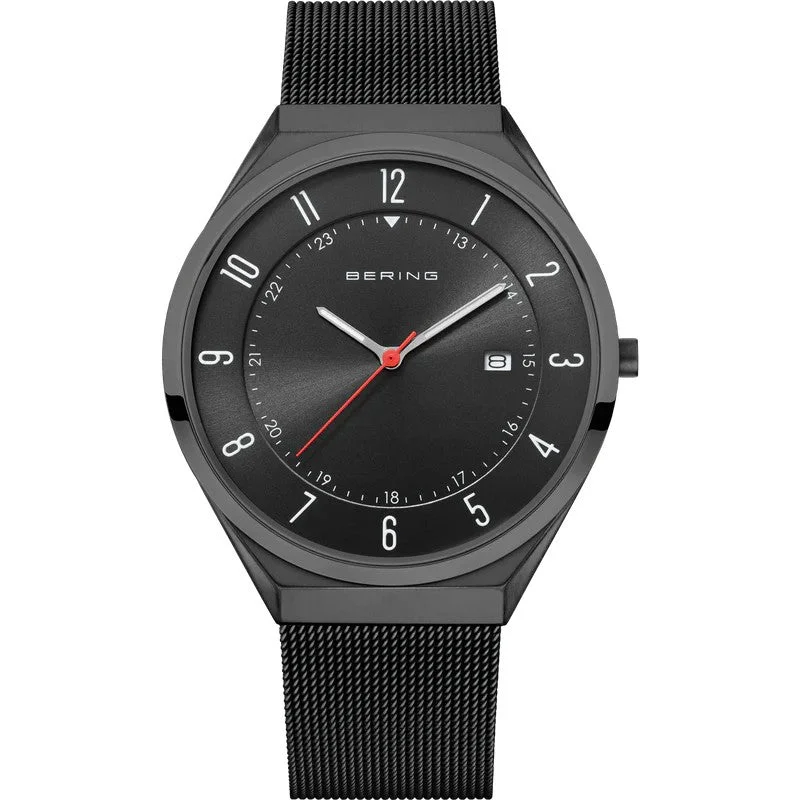 Smart men's watches with heart rate monitoring for fitness enthusiasts and health-conscious individuals -Bering Men's Ultra Slim Black Mesh Watch