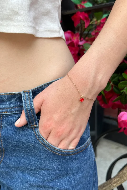 Bold onyx bangles for striking black elegance -Red Heart Bracelet