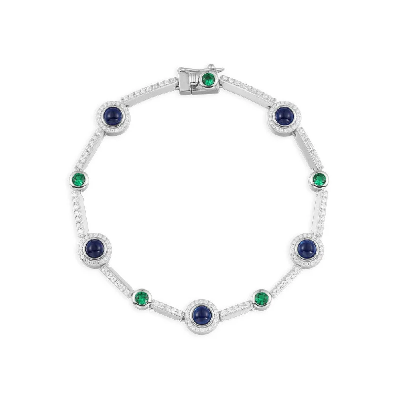 Colorful enamel bangles brightening casual daily outfits -Green and Blue Stones Bracelet