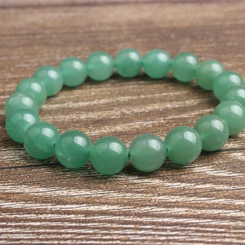 Bold malachite bracelets with green swirled charm -Green Aventurine Bead Bracelet