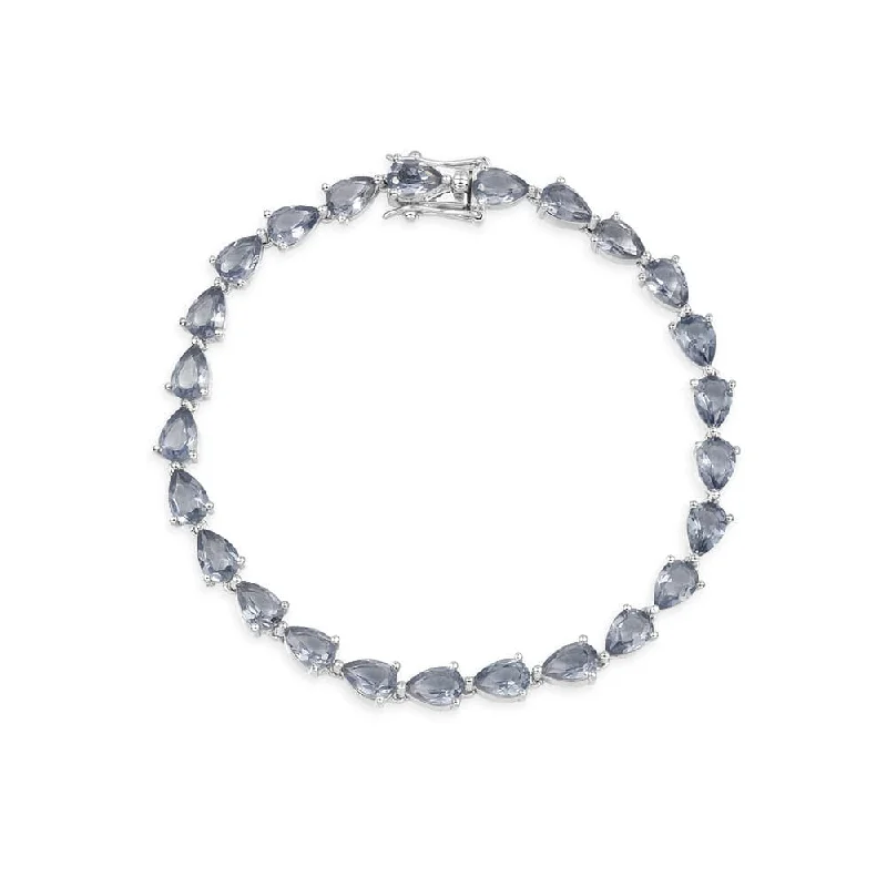 Soft velvet bracelets offering cozy winter texture -Grey Drop Bracelet - silver