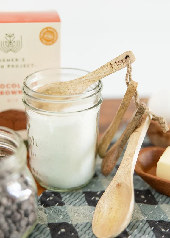 Magical moonstone gemstone rings glowing with mystery -Hand-Carved Wooden Measuring Spoons