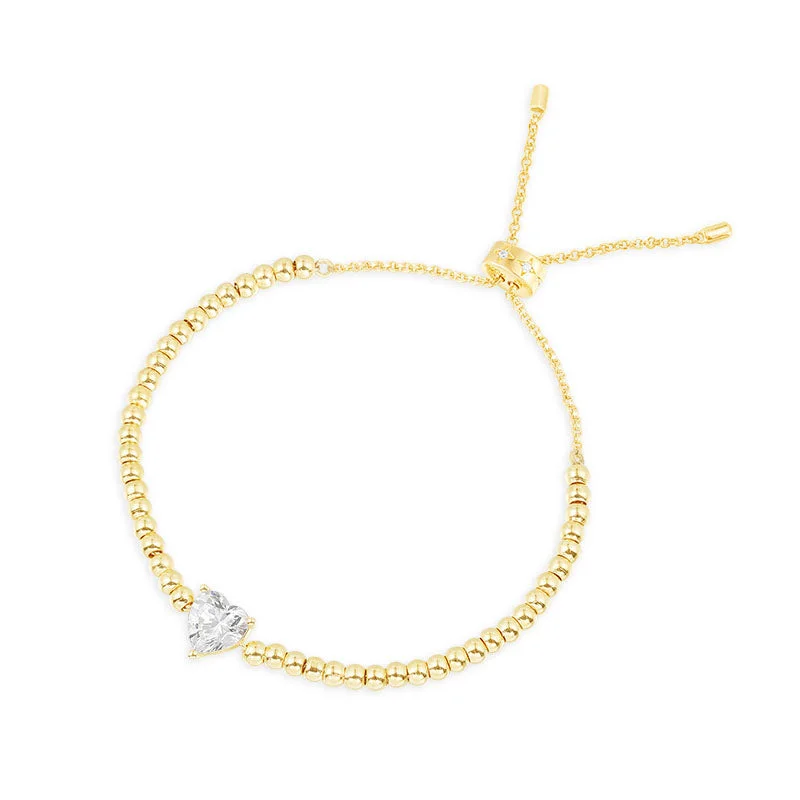 Shimmering diamond bracelets for dazzling evening wear -Heart Adjustable Bracelet