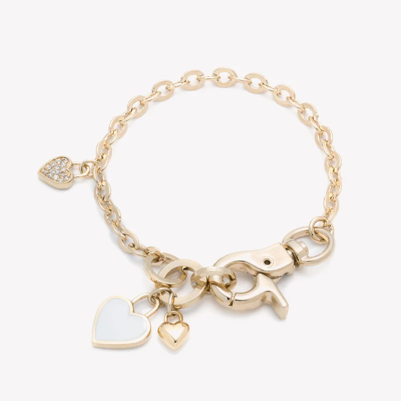 Classic link bracelets pairing with formal attire -HEART CHARM BRACELET