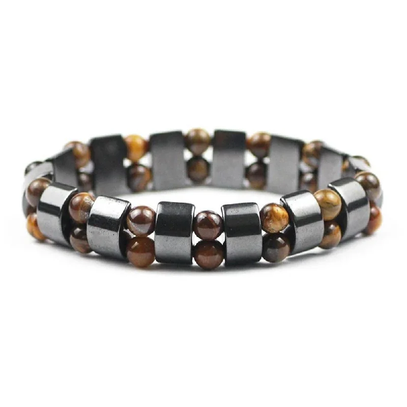 Bold aventurine bangles with subtle green shimmer -Hematite Tiger's Eye Stone Charm Bracelet