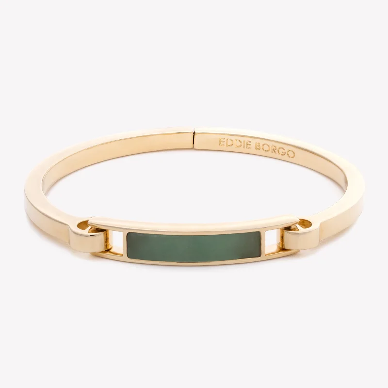 Luxe pave bangles glittering with tiny diamonds -INLAID PLATE BRACELET - JADE