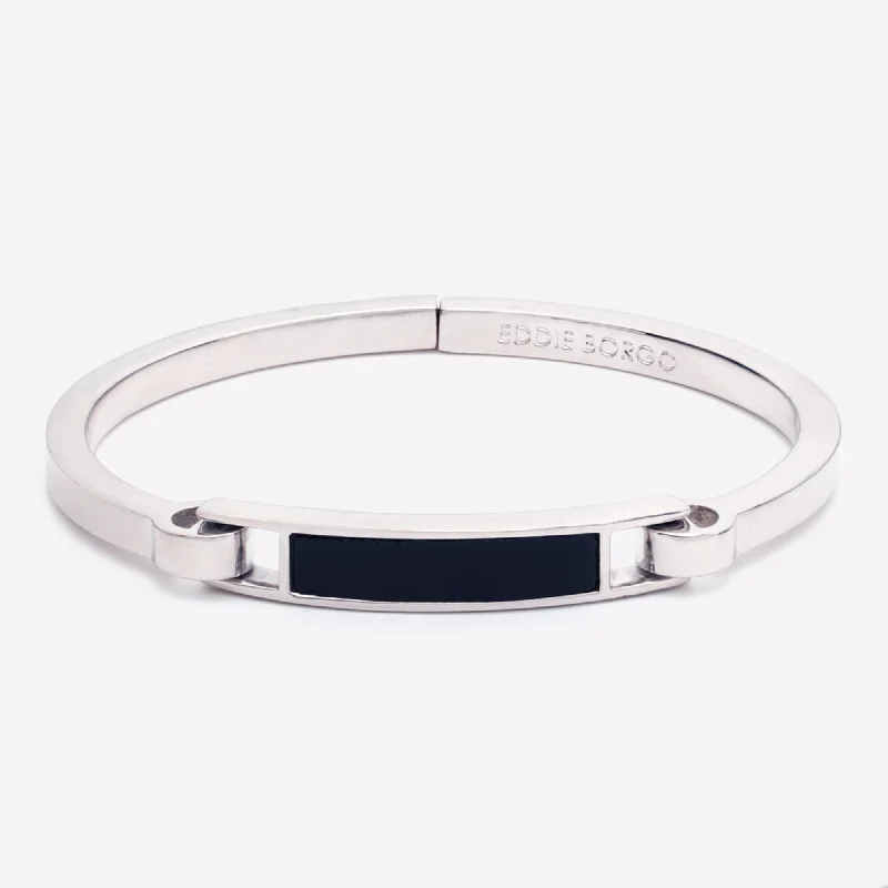 Modern acrylic bracelets with geometric bold shapes -INLAID PLATE BRACELET - ONYX