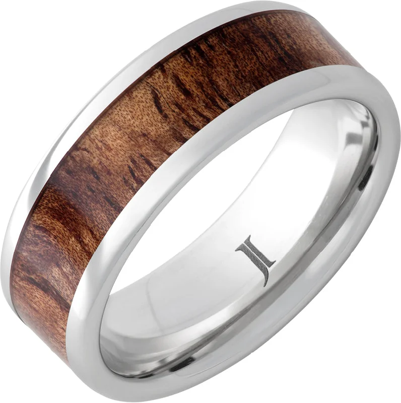 Sparkling diamond gemstone rings marking eternal love -Islander - Serinium® Tiger Koa Wood Inlay Ring