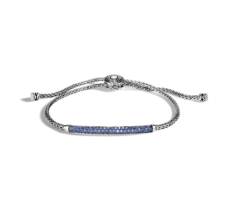 Organic agate bangles with natural banded patterns -John Hardy Classic Chain Sterling Silver Pull Through Station Bracelet in Blue Sapphire