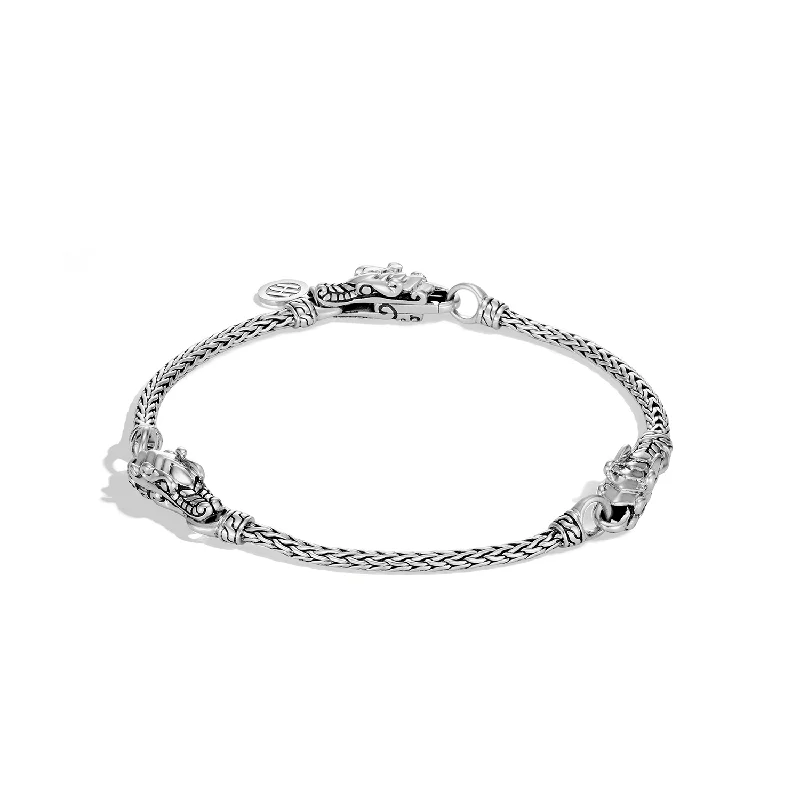 Stackable friendship bracelets with woven thread designs -John Hardy Legends Sterling Silver Naga Triple Station Bracelet