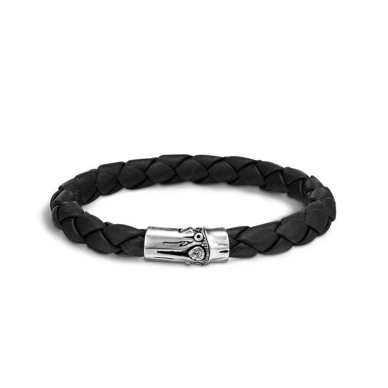 Luxurious leather bracelets perfect for edgy wrist style -John Hardy Men's Bamboo Black Leather Bracelet