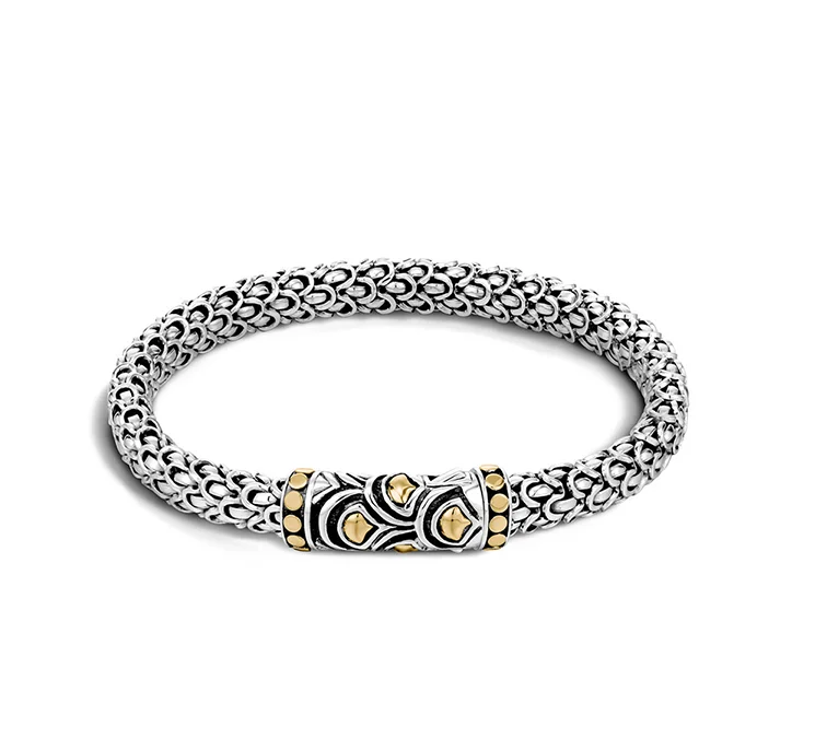 Vintage silver bangles with intricate engraved patterns -John Hardy Naga Small Chain Bracelet