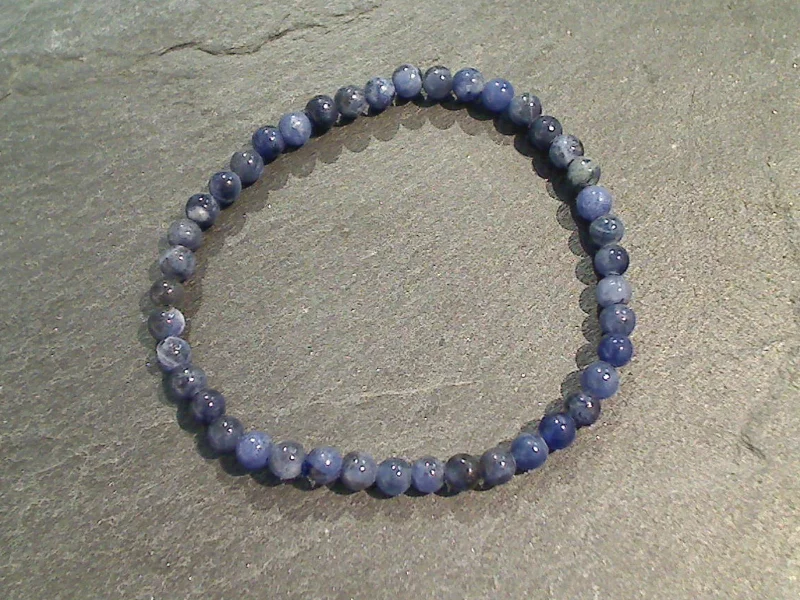 Sculptural silver bangles with abstract wrist shapes -Sodalite 4MM Stretch Bracelet