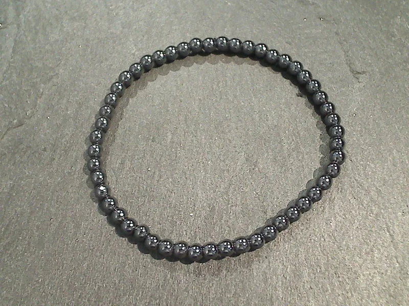 Durable steel bangles for tough everyday wear -Hematite 4MM Stretch Bracelet