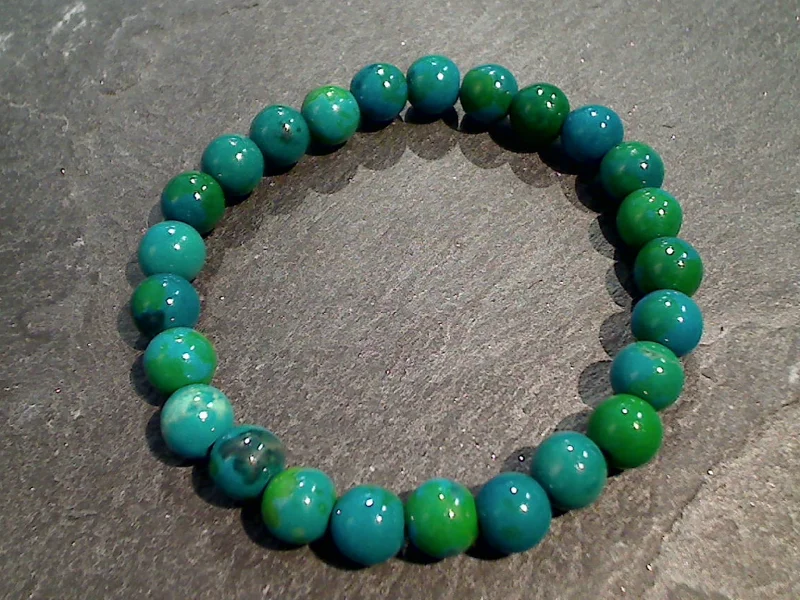 Rustic hemp bracelets for eco-friendly boho vibes -Chrysocolla 8MM Stretch Bracelet