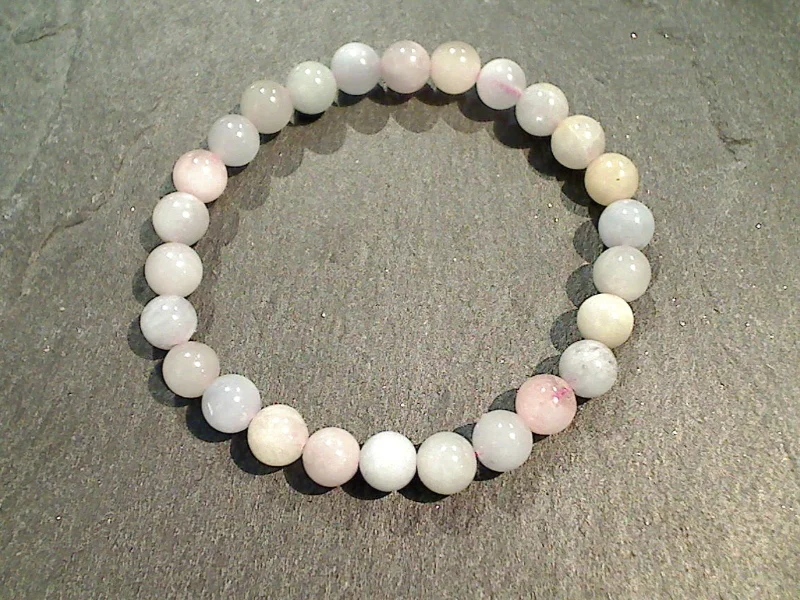 Rustic hemp bracelets for eco-friendly boho vibes -Morganite 6MM - 8MM Stretch Bracelet