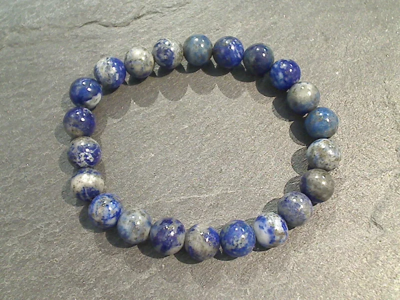 Antique silver bracelets with heirloom vintage charm -Lapis Lazuli 8MM Stretch Bracelet