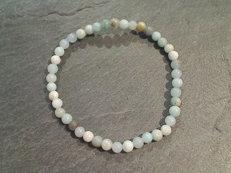 Stretchy beaded bracelets fitting any wrist size -Mixed Grades Of Amazonite 4MM Stretch Bracelet