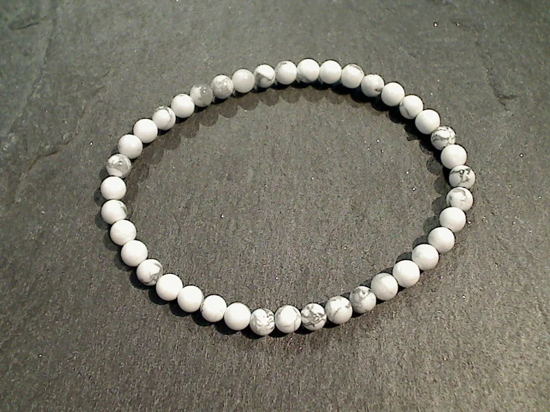 Romantic heart bracelets symbolizing love and affection -Howlite 4MM Stretch Bracelet