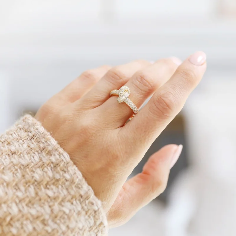 Serene sapphire gemstone rings blending calm blue beauty -Knotted Moissanite Pavé Gold Vermeil Ring