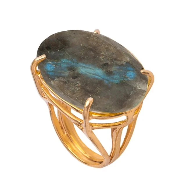 Serene sapphire gemstone rings blending calm blue beauty -Labradorite cocktail ring