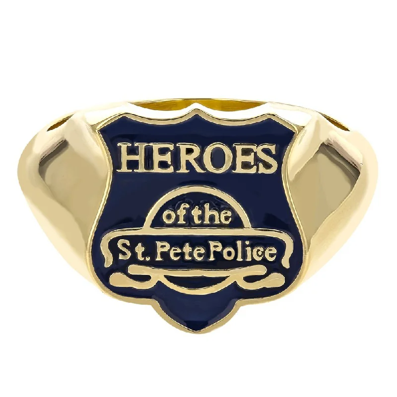 Rich garnet gemstone rings ideal for festive nights -Ladies 14Kt Heroes Of The St. Pete Police Ring