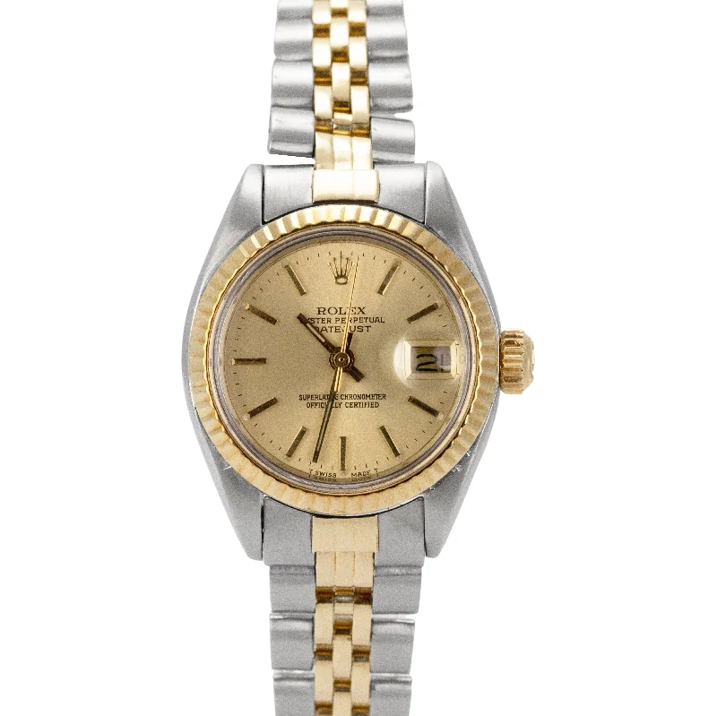 Classic men's watches with simple dials and clean lines for a refined, professional appearance -Ladies Rolex DateJust 26mm Champagne Two-Tone Gold Stainless Steel Watch 6917