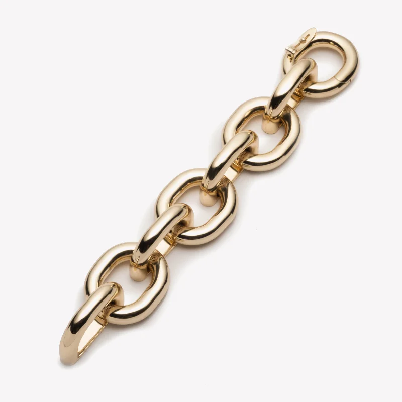 Sculpted gold bracelets with artistic bold designs -LARGE CABLE LINK BRACELET