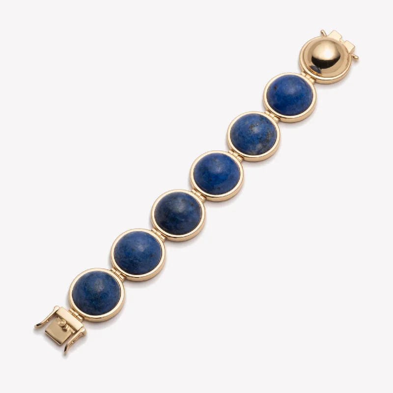 Colorful enamel bangles brightening casual daily outfits -LARGE INLAID DOME BRACELET - LAPIS LAZULI