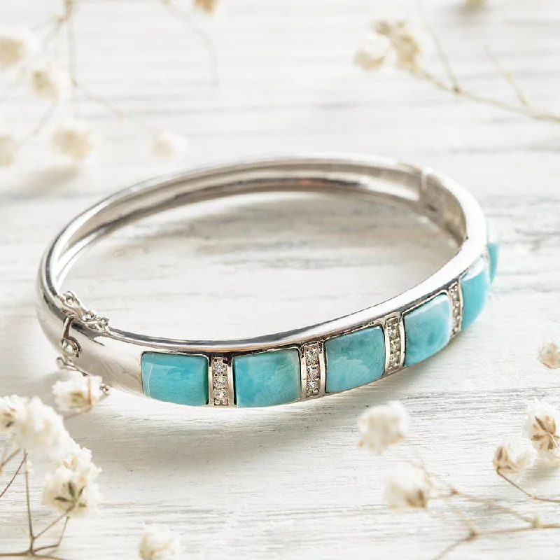 Radiant sapphire bracelets with deep blue sparkle -Larimar Ocean Bracelet