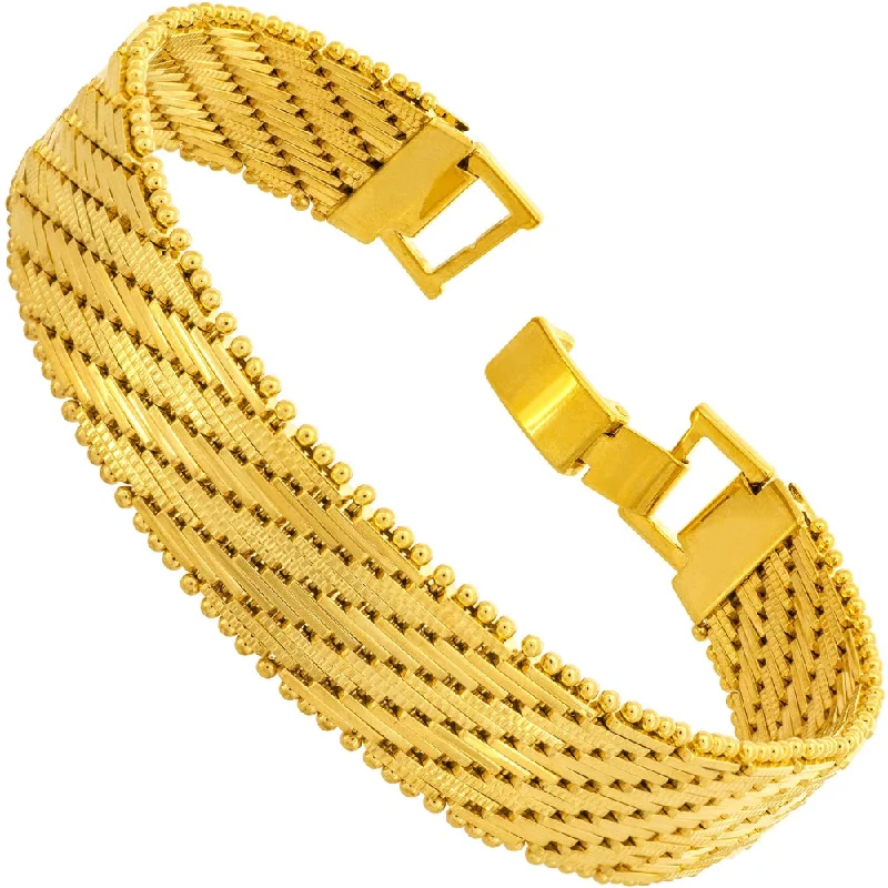 Delicate chain bangles connecting gems with elegance -13mm Vintage Flat Basket Weave Bracelet