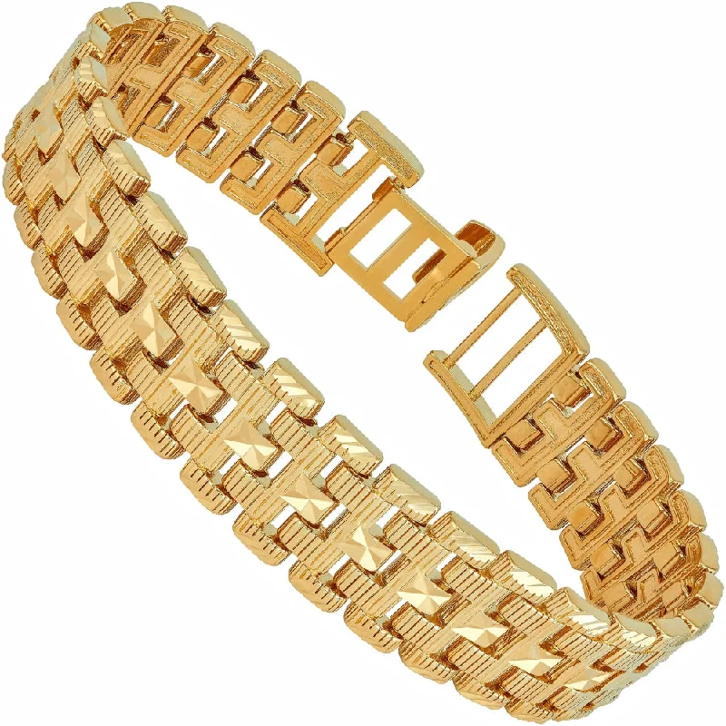 Sculptural bronze bracelets for artistic wrist flair -18mm Wide Brick Bracelet