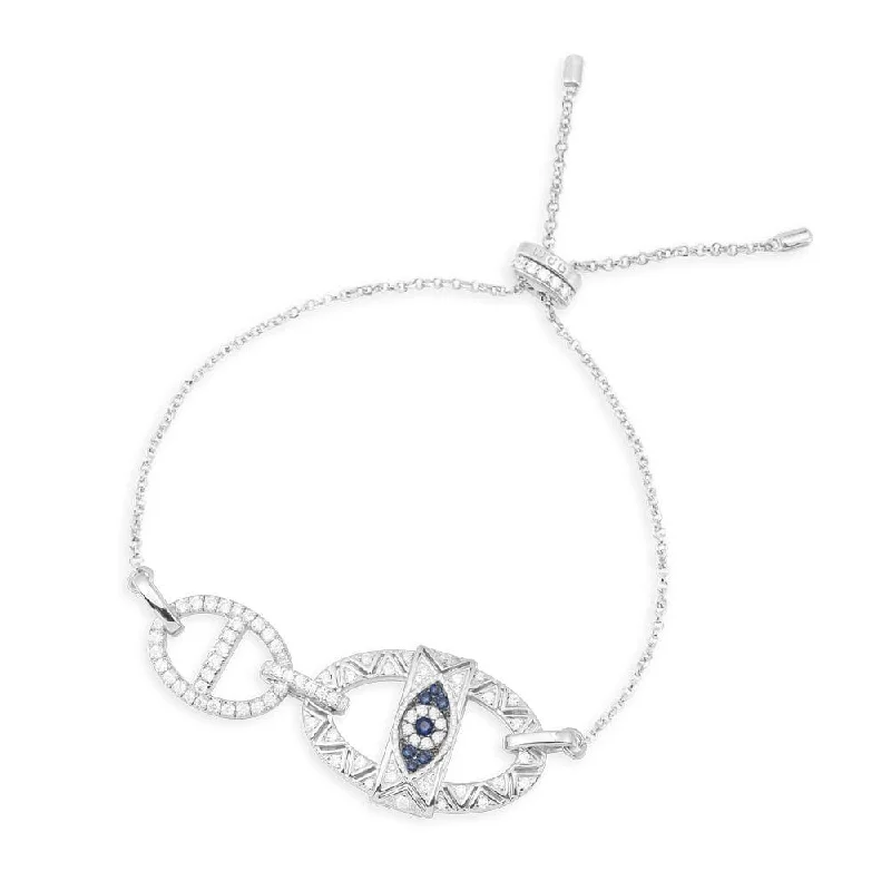 Vivid iolite bracelets with violet-blue mystique -Lucky Eye Adjustable Bracelet - White Silver