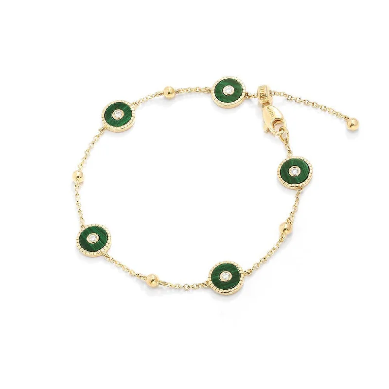 Warm citrine bangles for golden dangling cheer -Malachite Adjustable Bracelet