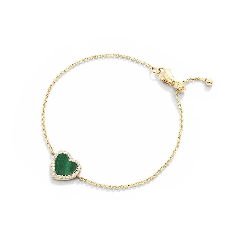 Subtle moonstone bangles for soft lunar charm -Malachite Heart Adjustable Bracelet