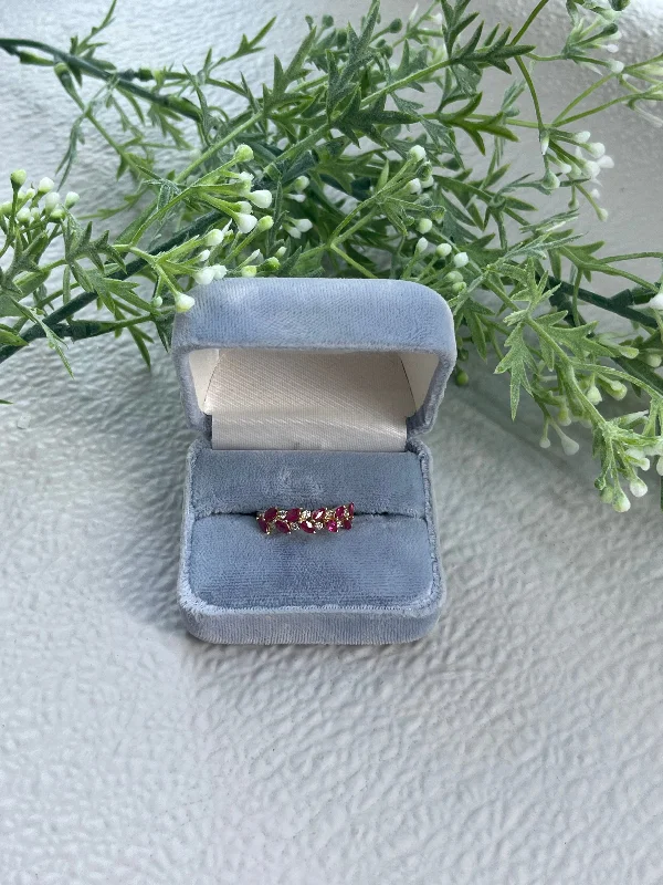 Warm garnet gemstone rings perfect for cozy evenings -Marquise Ruby and Diamond Ring