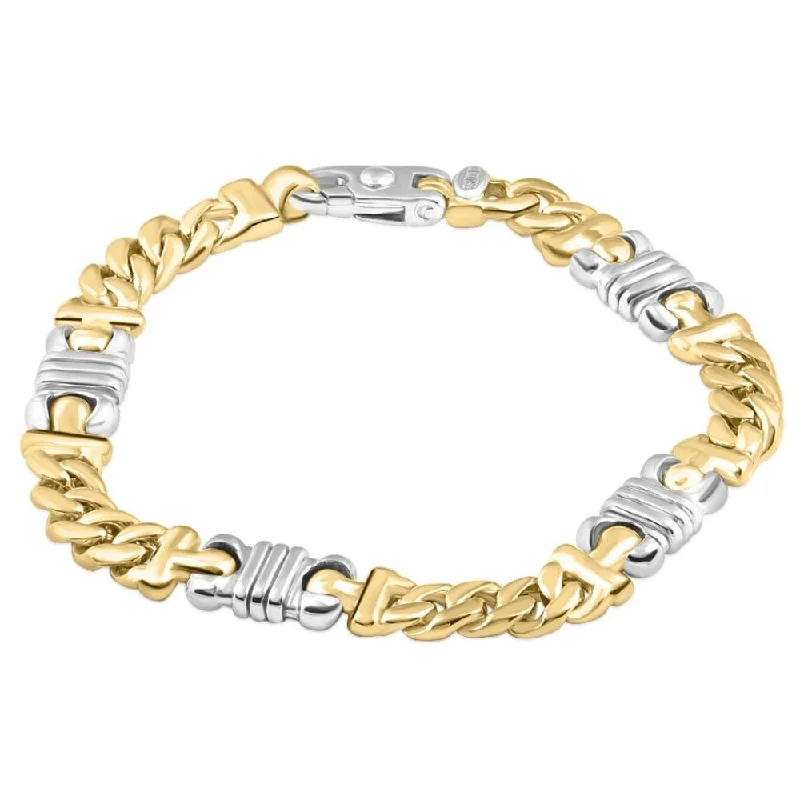 Sculptural silver bangles with abstract wrist shapes -Men's Figaro 14k Gold (62gram) or Platinum (99gram) 9mm Link Bracelet 8.75"