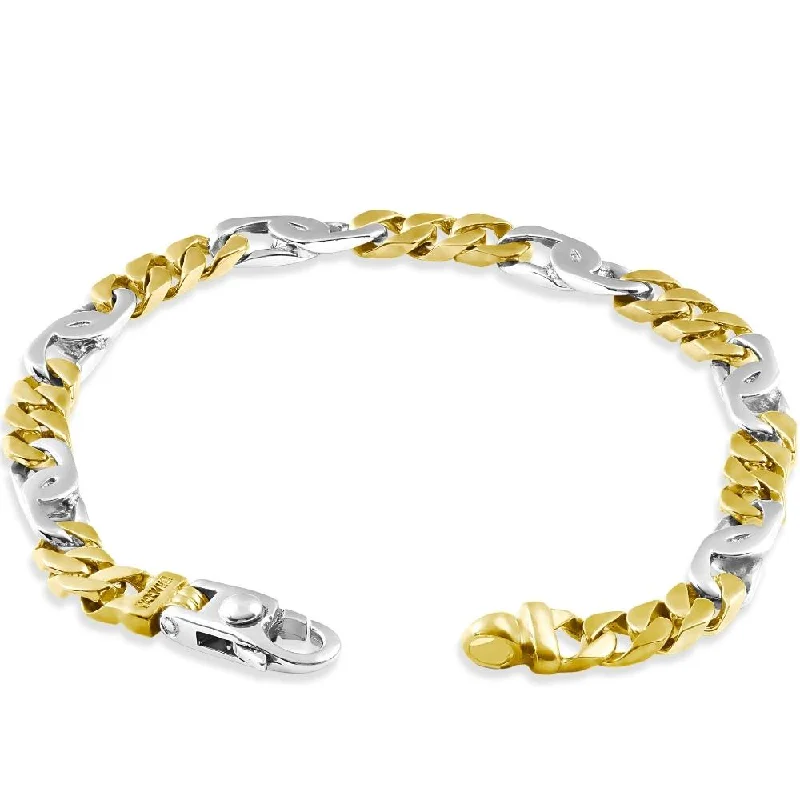 Sleek gold bangles for elegant everyday stacking -Men's Figaro link 14k Gold (19gram) or Platinum (31gram) 6mm Bracelet 8"