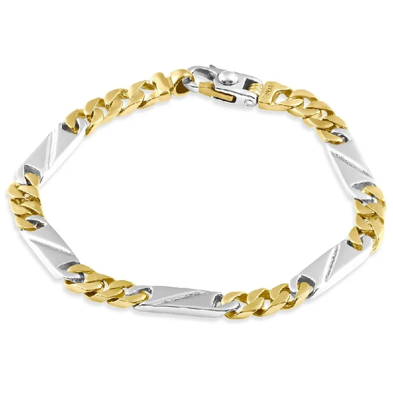 Shimmering sunstone bracelets with golden flecked glow -Men's Figaro link 14k Gold (22gram) or Platinum (36gram) 6mm Bracelet 8.5"