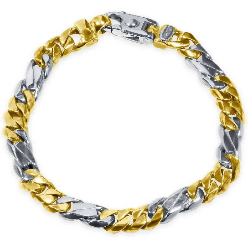 Sculptural bronze bracelets for artistic wrist flair -Men's Figaro Link 14k Gold (35gram) or Platinum (57gram) 7.5mm Bracelet 8.5"