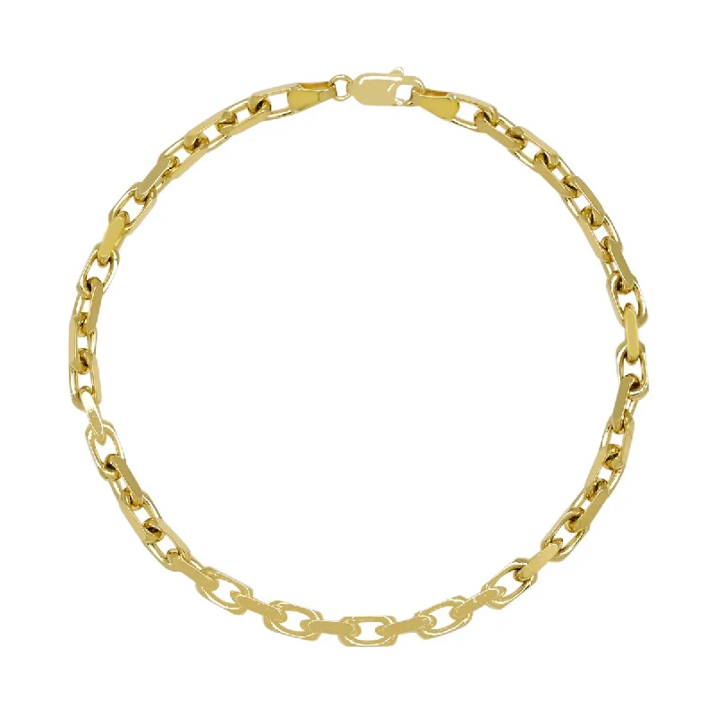 Intricate pave bracelets glittering with tiny gems -Mens French Cable Chain Bracelet in 14kt Yellow Gold (8.25 inches and 3.5mm wide)