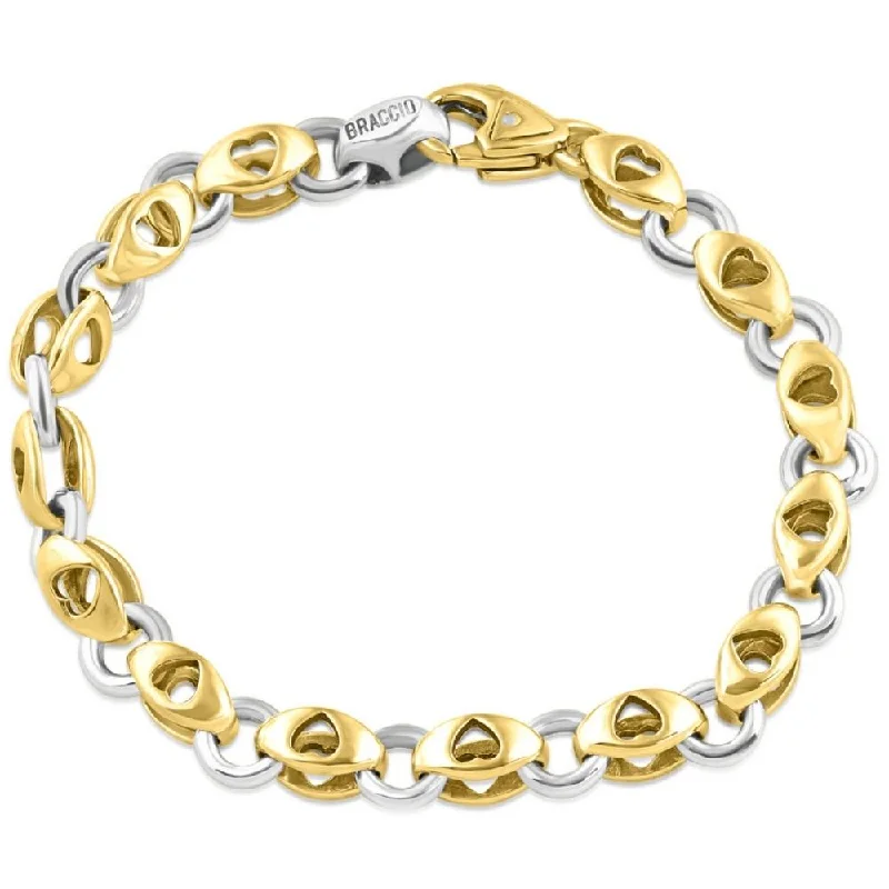 Hand-forged bracelets showcasing raw metal beauty -Men's Link 14k Gold (30gram) or Platinum (48gram) 6-8.5mm Bracelet 7.75"