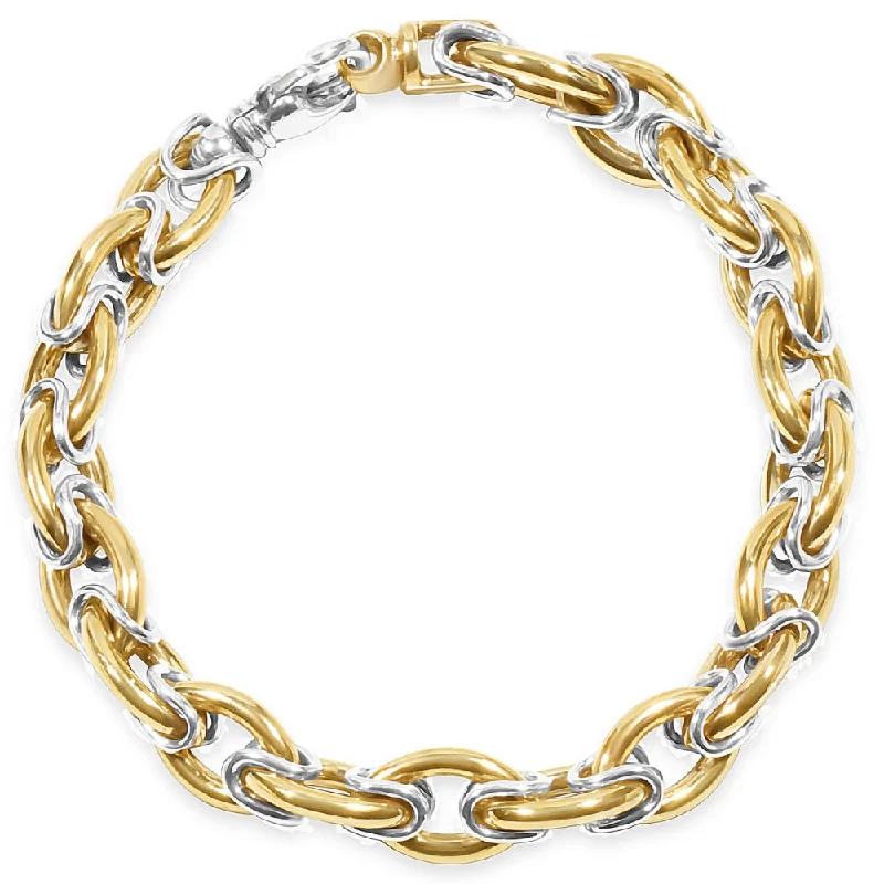 Delicate chain bangles connecting gems with elegance -Men's Link 14k Gold (59gram) or Platinum (96gram) 10mm Bracelet 8.5"