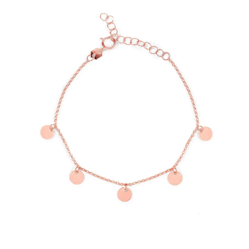 Classic pearl bracelets dangling with white grace -Mini Moons Rose Gold Bracelet