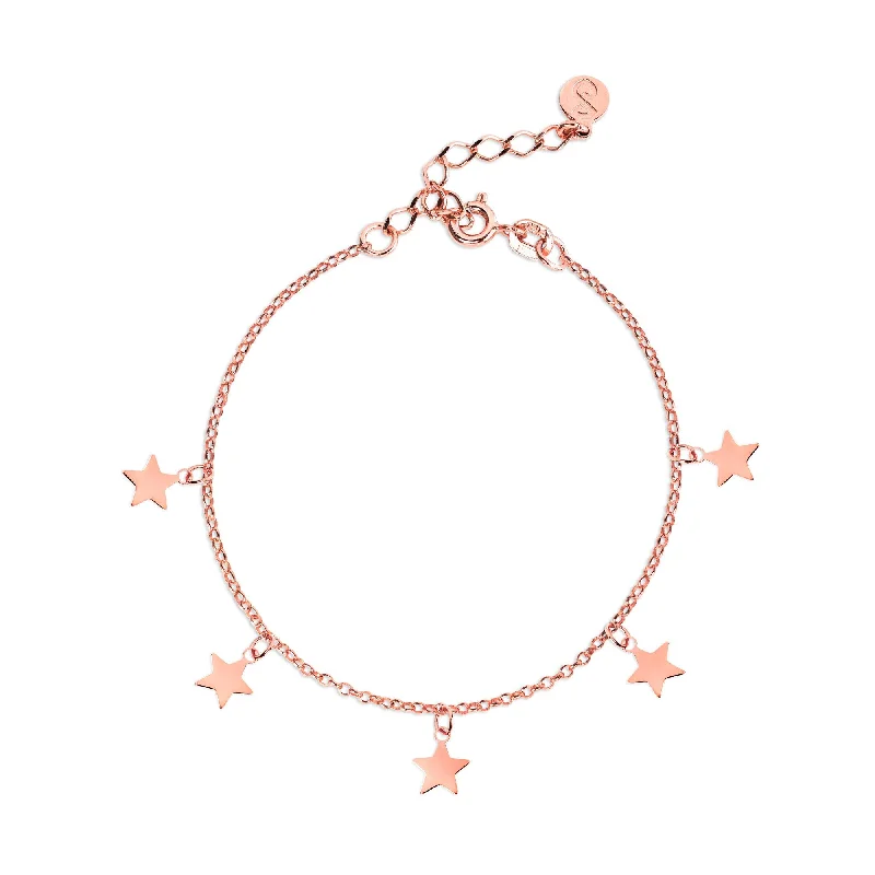 Polished nickel bangles for affordable shiny wear -Mini Stars Rose Gold Bracelet