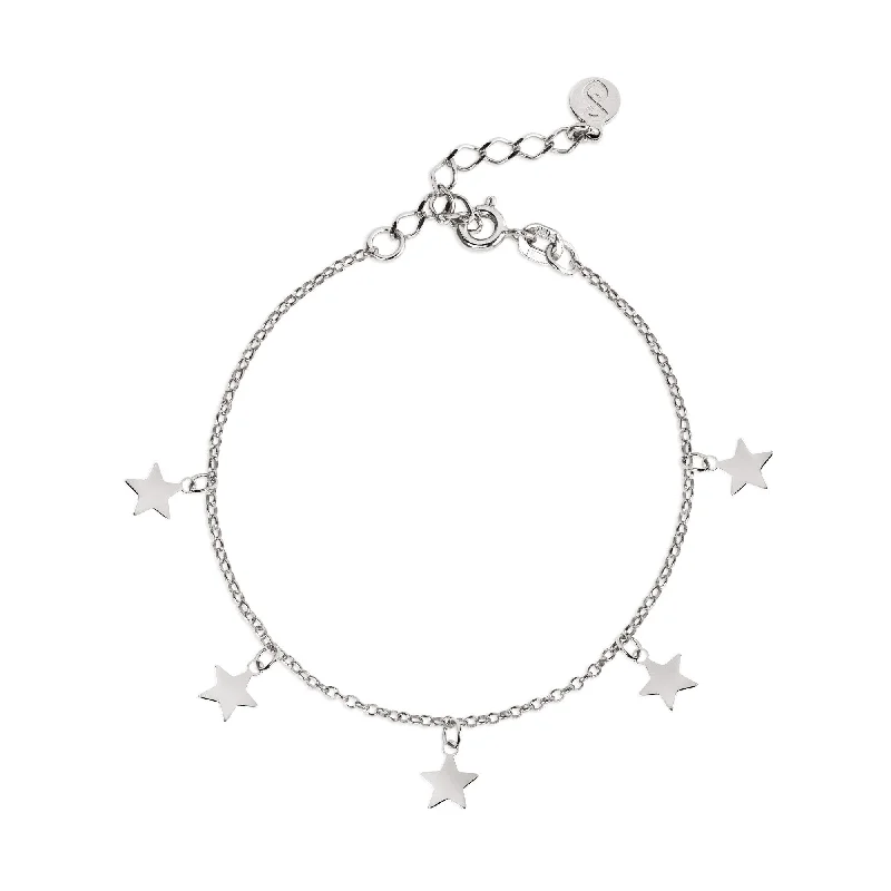 Rustic bone bangles for primal organic appeal -Mini Stars Silver Bracelet