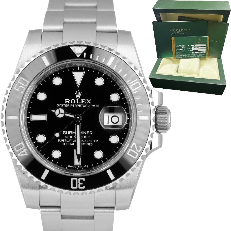 Durable men's watches with shockproof and water-resistant designs for those with an active lifestyle -MINT Rolex Submariner Date 116610 LN 40mm Stainless Black Ceramic Dive Watch B+P