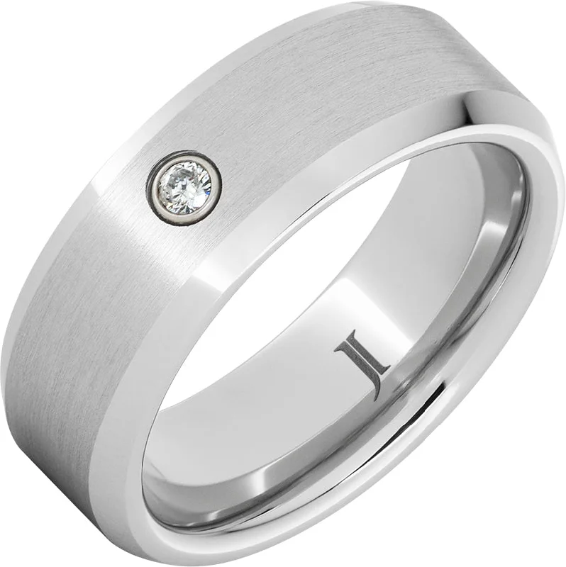 Lustrous pearl gemstone rings enhancing simple sophistication -Monody - Serinium® Diamond Beveled Ring