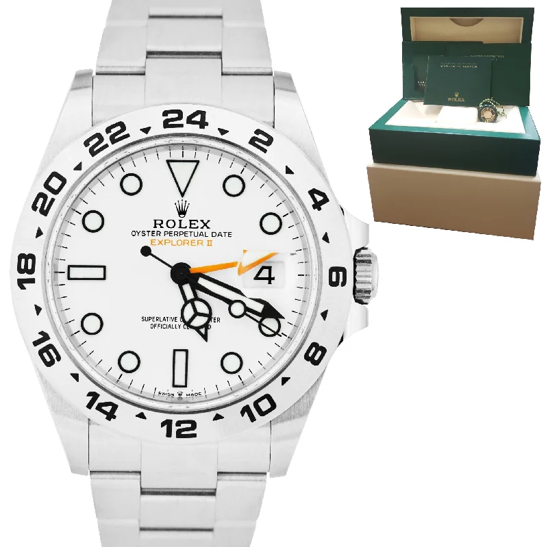 Stylish men's watches with integrated Bluetooth features for seamless connectivity with mobile devices -NEW 2022 Rolex Explorer II Polar White Stainless GMT Date 226570 42mm Watch