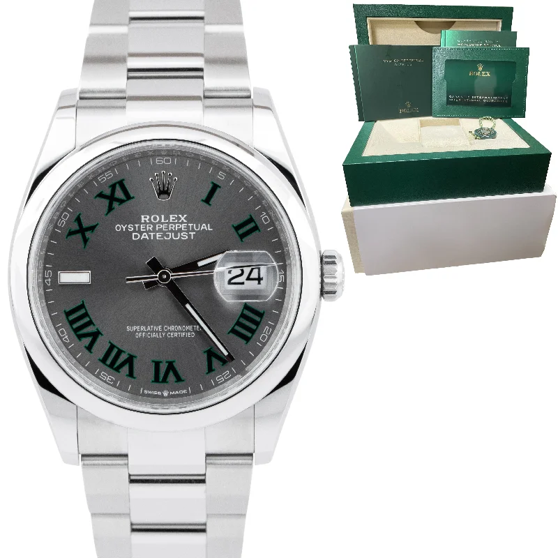 Men's watches with interchangeable bezels for a versatile design that fits any occasion -NEW OCT. 2022 Rolex DateJust 36mm Wimbledon Grey Stainless Oyster Watch 126200